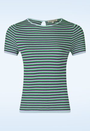 Faye Stripe gebreide top in hemelsblauw