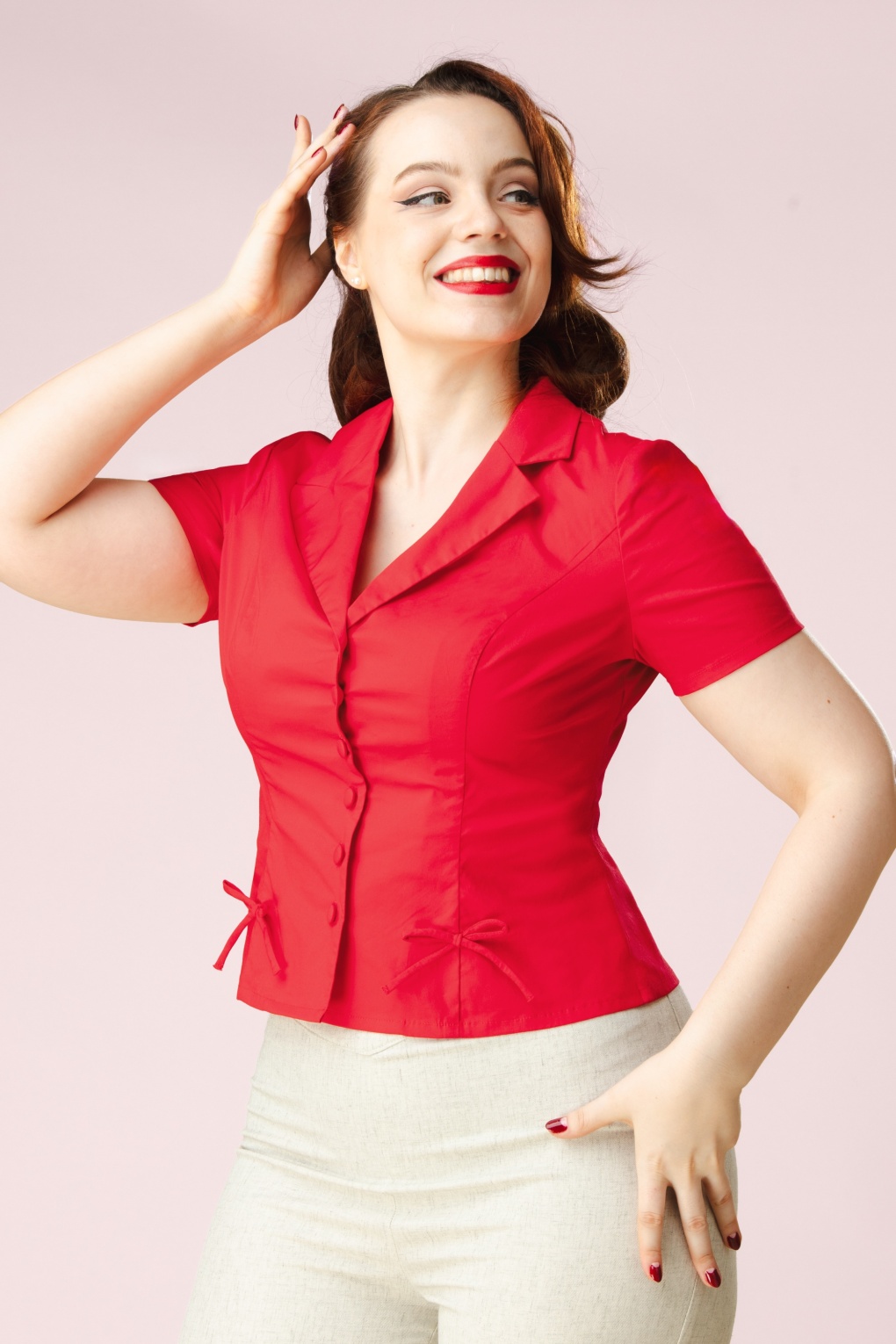 Topvintage Exclusive ~ Lulu blouse in rood