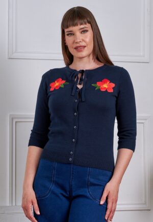 Tropical Summer vest in marineblauw