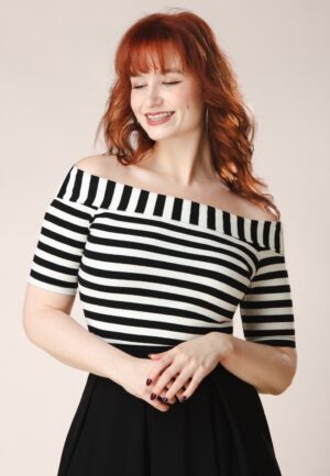 Topvintage Exclusive ~ Adira Stripe top in zwart en wit