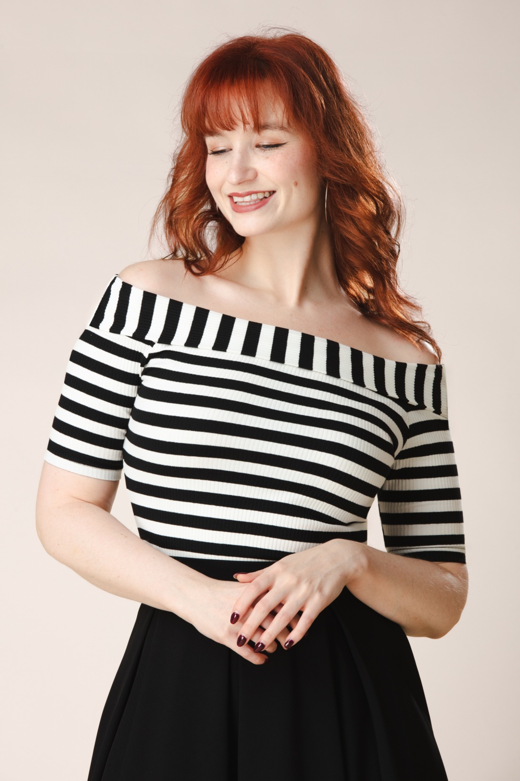 Topvintage Exclusive ~ Adira Stripe top in zwart en wit