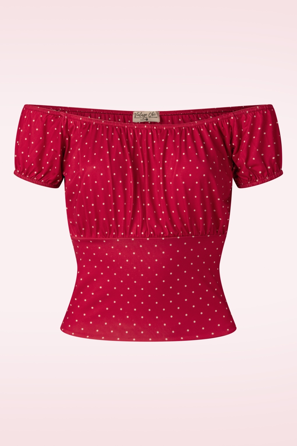 Topvintage exclusive ~ Belinda pin dot off-shoulder top in rood