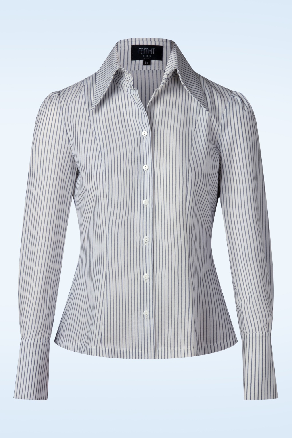 Agnes Striped blouse in wit en marineblauw