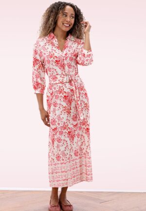 Sakura Blossom maxi jurk in crème en roze