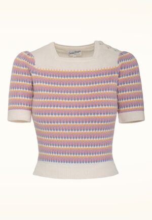 The Technicolor katoenen gebreide top in ivoor en roze