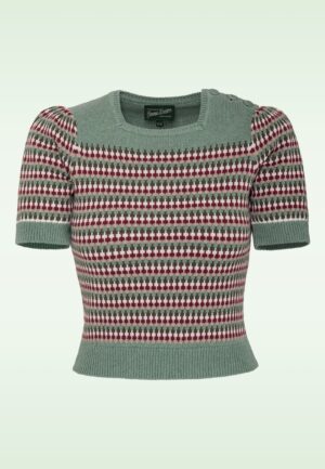 The Technicolor katoenen gebreide top in mistgroen en multi