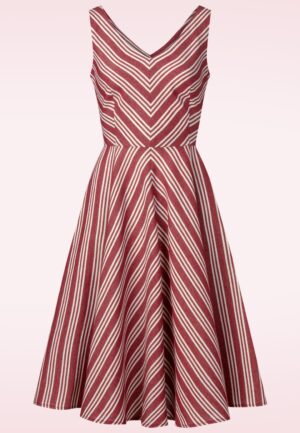 Aven Striped katoenen swing jurk in rood en wit