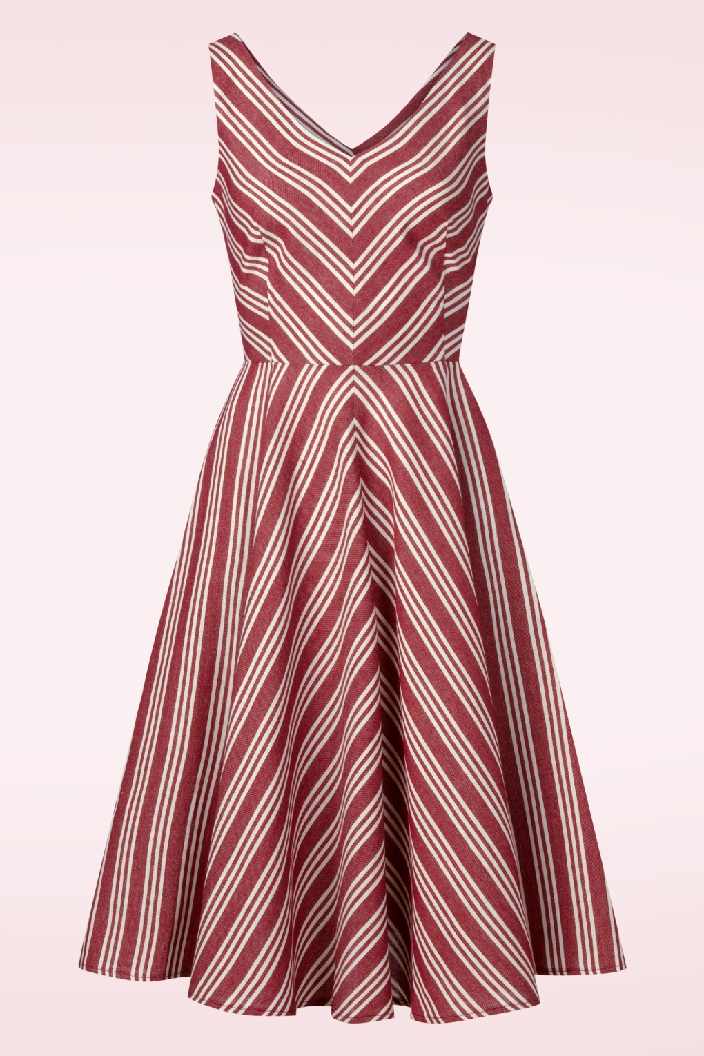 Aven Striped katoenen swing jurk in rood en wit
