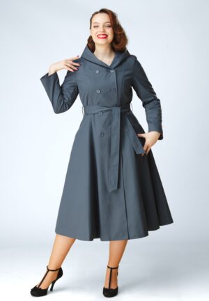 Topvintage exclusive ~ Anna Hooded waterafstotende jas in leiblauw