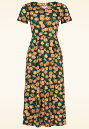 Veronica katoenen jurk in Marigold Meadow Inkwell