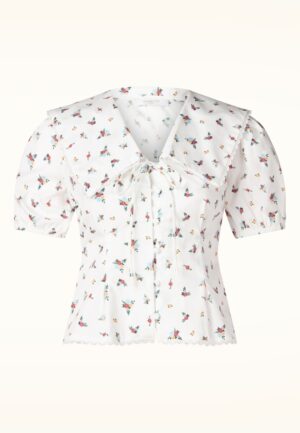 Blooming Belle katoenen blouse top in wit