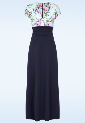 Topvintage exclusive ~ Rinda floral maxi jurk in blauw
