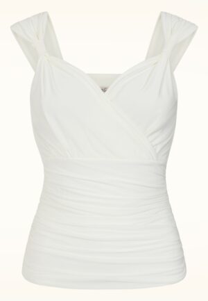Topvintage exclusive ~ Claire slinky top in gebroken wit