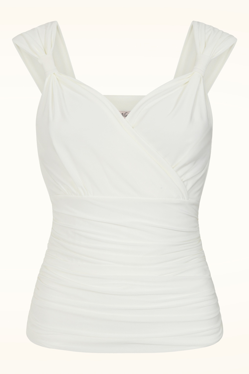 Topvintage exclusive ~ Claire slinky top in gebroken wit