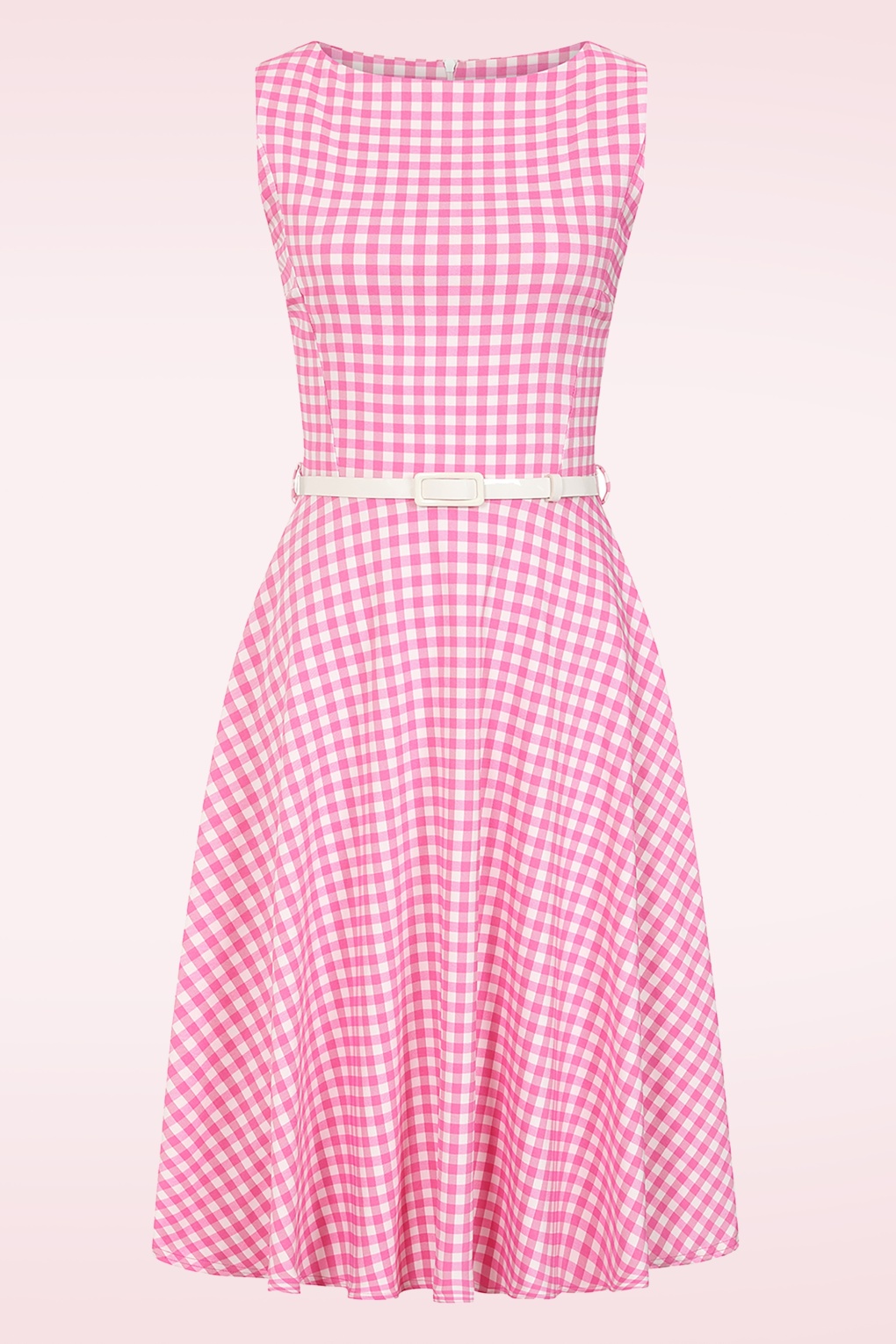 Topvintage exclusive ~ Penny gingham swing jurk in roze en wit
