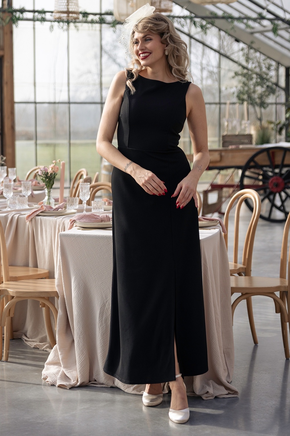 Topvintage exclusive ~ Teresa maxi jurk in zwart