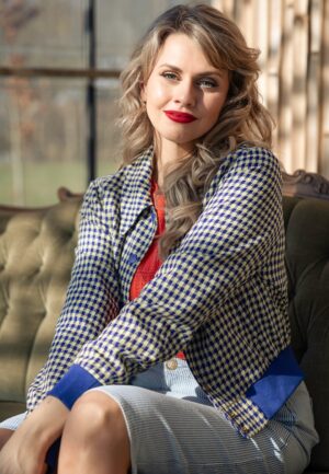 Isa Pretty Check jacket in mazarine