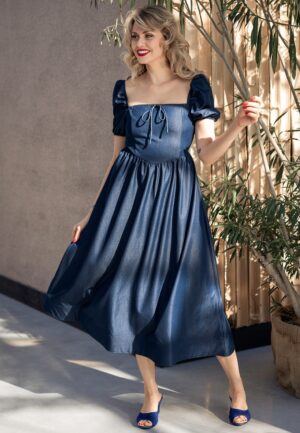 Bluebell Meadow midi jurk in indigo blauw