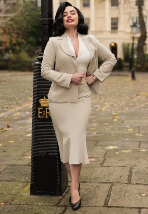 Topvintage Exclusive ~ The Vedette Fishtail rok in zand