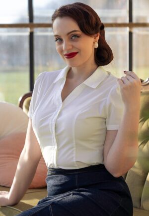 Topvintage Exclusive ~ Indra blouse in gebroken wit