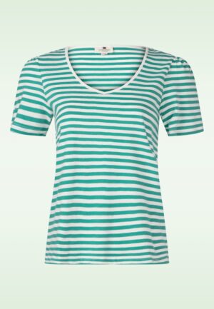 Eugénie katoenen t-shirt in Raye groen