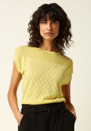Lina Mateo gebreide top in geelcrème