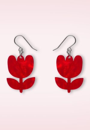Tulip oorbellen in rood