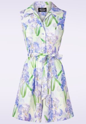 Topvintage Exclusive ~ Violet Blossom playsuit in groen en paars