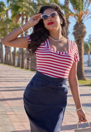 Odelle Rose Striped katoenen top in rood en wit
