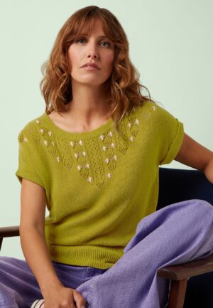Ann Eden top in groen envy
