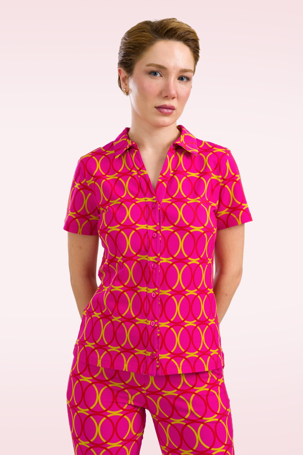 Lena blouse met korte mouwen in Bubble Beat