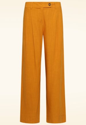 Marigold Magic pantalon met wijde pijpen in mosterdgeel