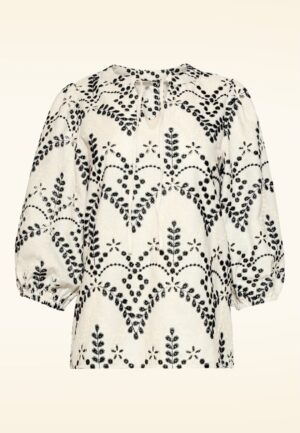 Sandy Dune geborduurde blouse in zand en zwart