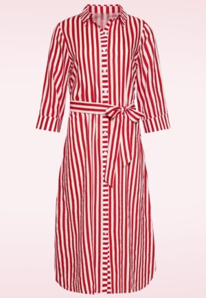 Cosmic Candy midi jurk in rood en wit