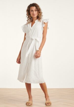 Ophelia broderie anglaise katoenen jurk in wit