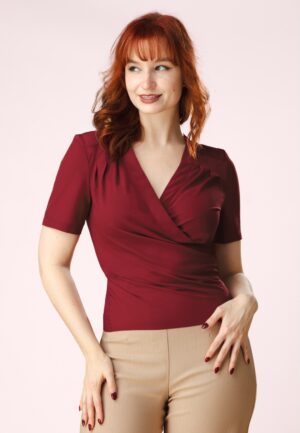 Topvintage exclusive ~ Mila wikkeltop in bordeauxrood