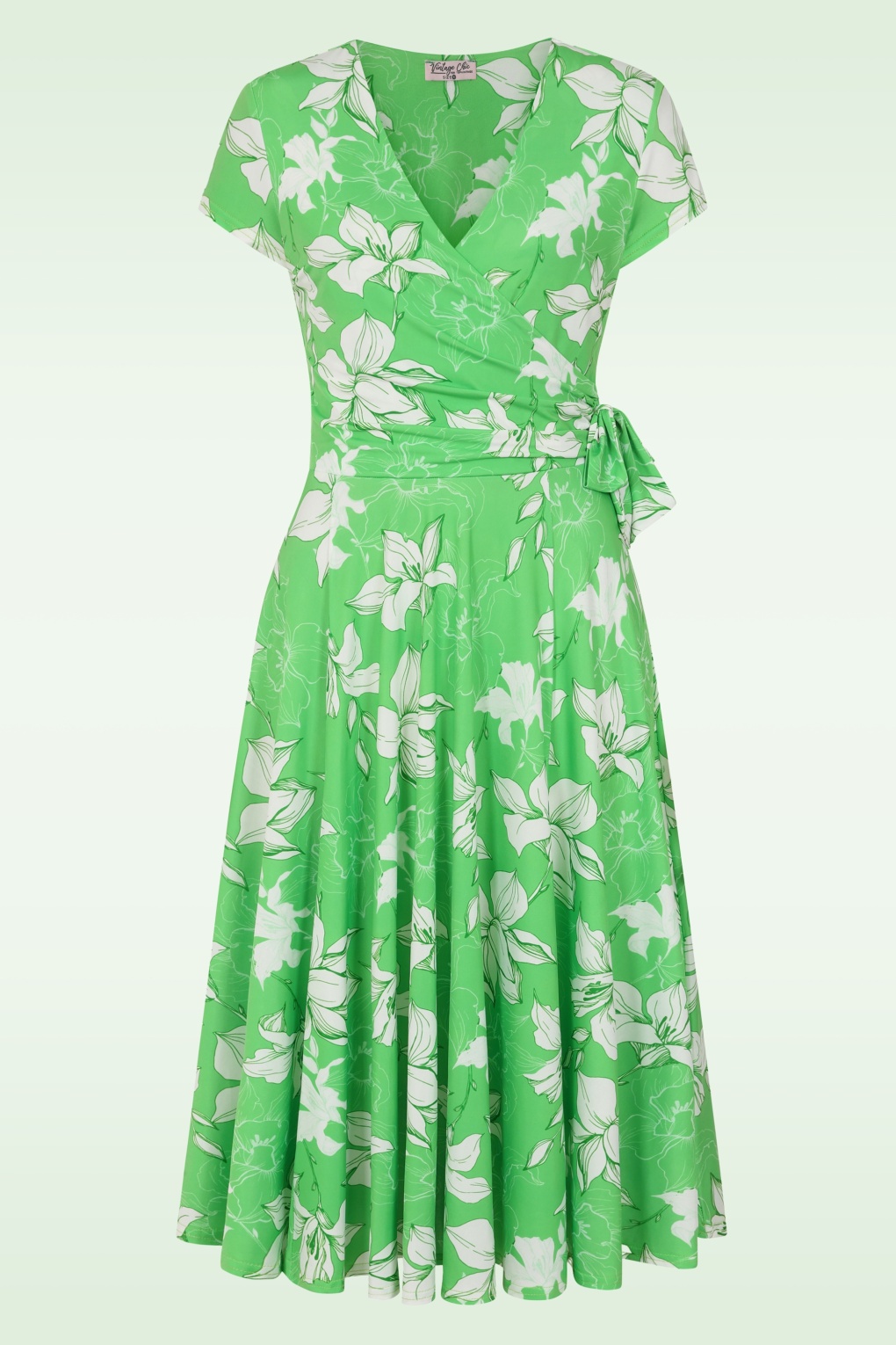 Topvintage exclusive ~ Layla floral cross over jurk in groen