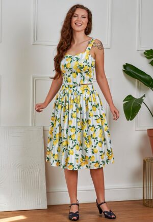 Rosie Lemon and Stripes katoenen swing rok in wit