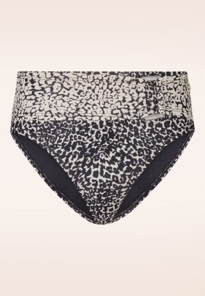 Mid Waist Little Leopard bikinibroekje in zwart en crème