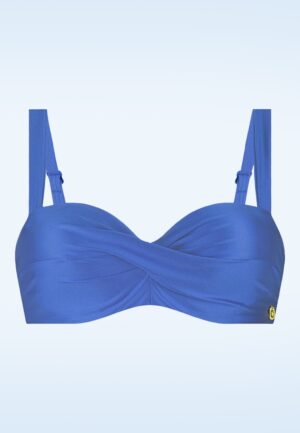 Twisted bikini top in oceaan blauw
