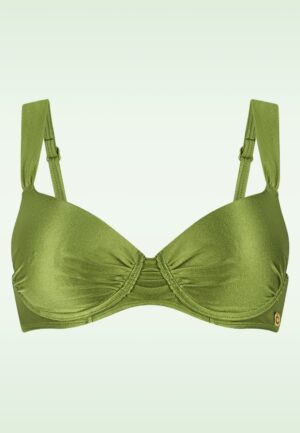 Push Up bikini top in shiny kiwi groen