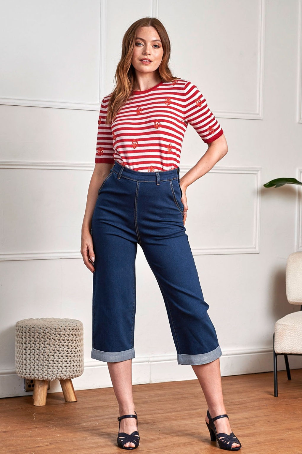Mandy Love Denim capri in denim blauw