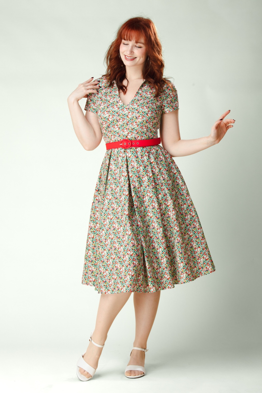 Topvintage exclusive ~ Leona Bloom katoenen swing jurk in multi