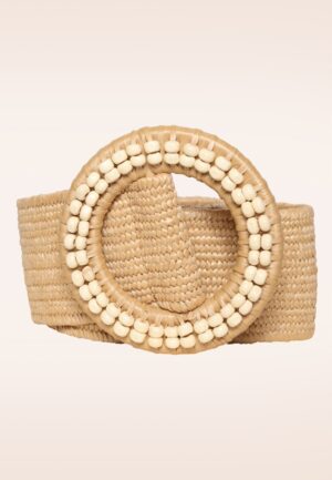 Raffia riem in donker zand