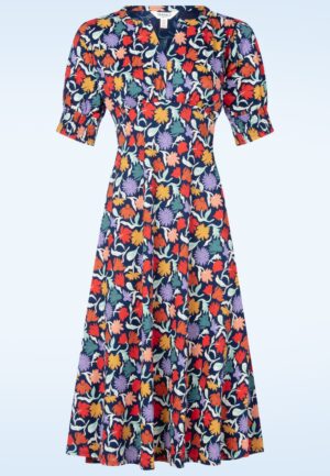 Fenil Empire Line midi jurk in Garden Floral Sea Cave
