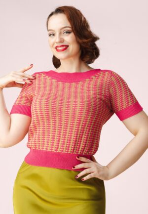 Rosy gebreide top in roze en groen