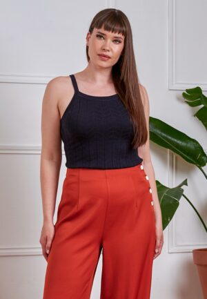 Joy gebreide top in marineblauw