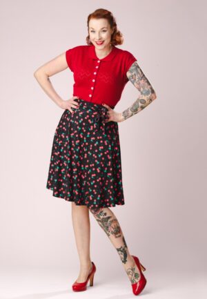 Topvintage exclusive ~ Ally Cherry swing rok in zwart