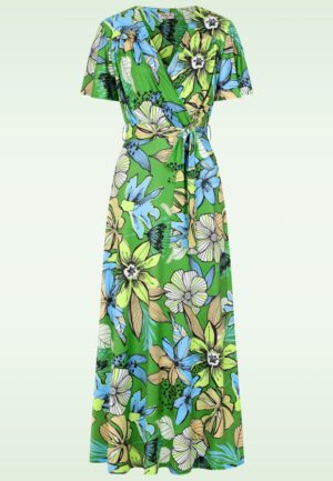 Topvintage Exclusive ~ Tammy floral maxi jurk in groen en multi