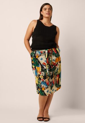 Lola Tropez Button rok in zwart en multi